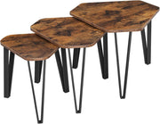 VASAGLE LNT14BX - Set di 3 divani impilabili, resistenti, montaggio semplice, struttura in acciaio, stile industriale, marrone rustico e nero