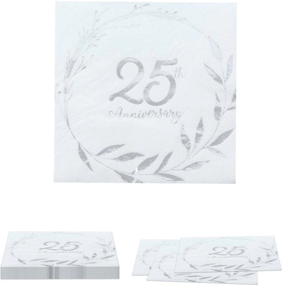 Serviette in Papier 16 pezzi - Disegno Argento - Stile Elegante - Serviette da Tavola