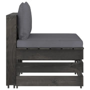 Divano Centrale Modulare con Cuscini in Legno Impregnato Grigio 3068120