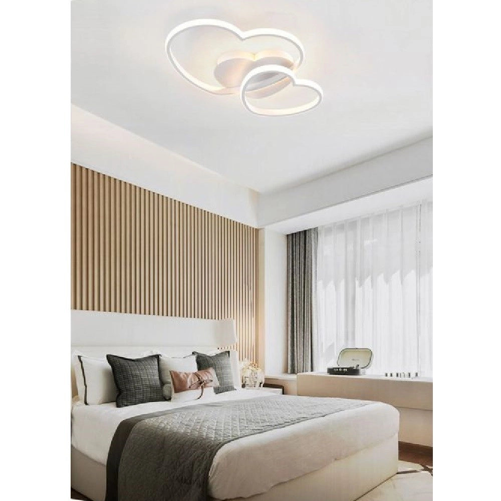 Trade Shop - Plafoniera Doppio Cuore Led Moderno Rifinitura 31w Luce 6500k 3000k 4000k Pn-05b - -bianco Caldo      -