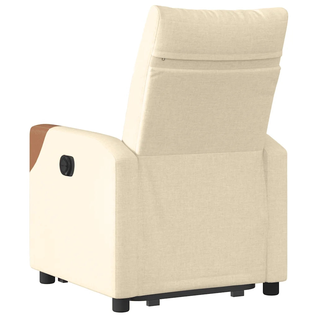 Poltrona Alzapersona Reclinabile Elettrica Crema in Tessuto 3324026