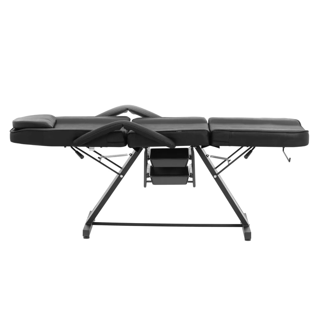 Poltrona estetica professionale 200 kg acciaio inox PVC nero 14_0008994