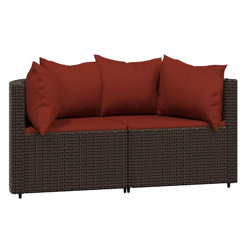 Set Mobili da Giardino 3 pz con Cuscini in Polyrattan Marronecod mxl 106110