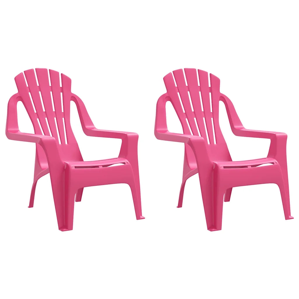 Sedie Giardino 2 pz | Sedie da Esterno Bambini Rosa 37x34x44cm PP Aspetto in Legno