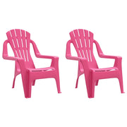Sedie Giardino 2 pz | Sedie da Esterno Bambini Rosa 37x34x44cm PP Aspetto in Legno