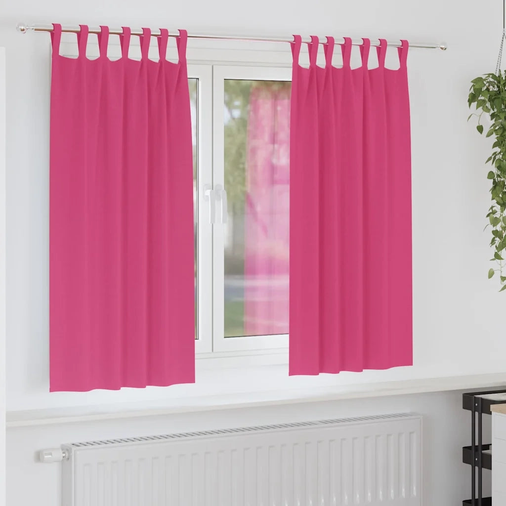 vidaXL Tende con tende 2 pcs Rosa Vivo Poliestere
