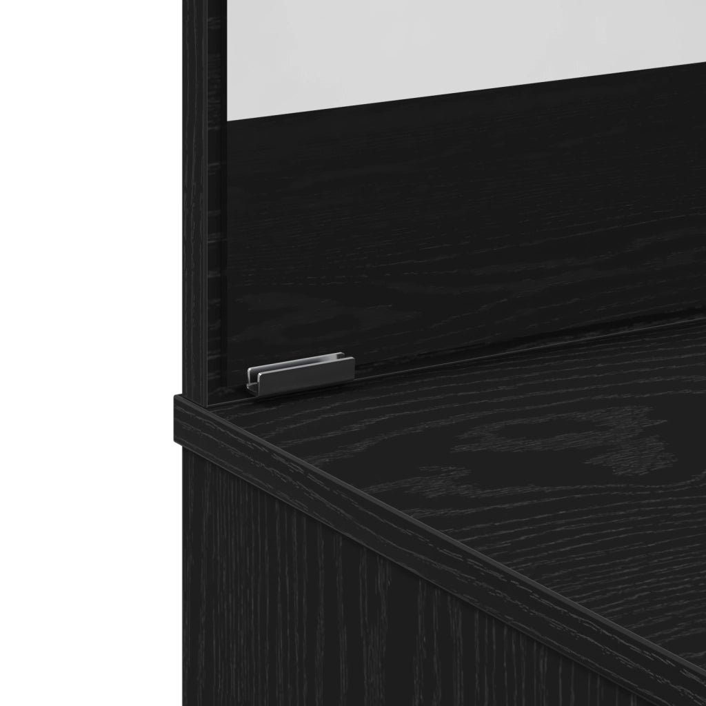 Tavolo da trucco in rovere nero con specchio - 86.5 x 35 x 136 cm