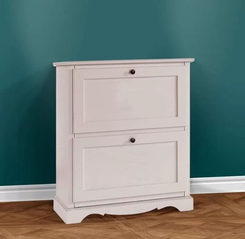 Scarpiera 2 ante ribalta arte povera legno bianco 79x30x90 (1279) - Mobili 2G
