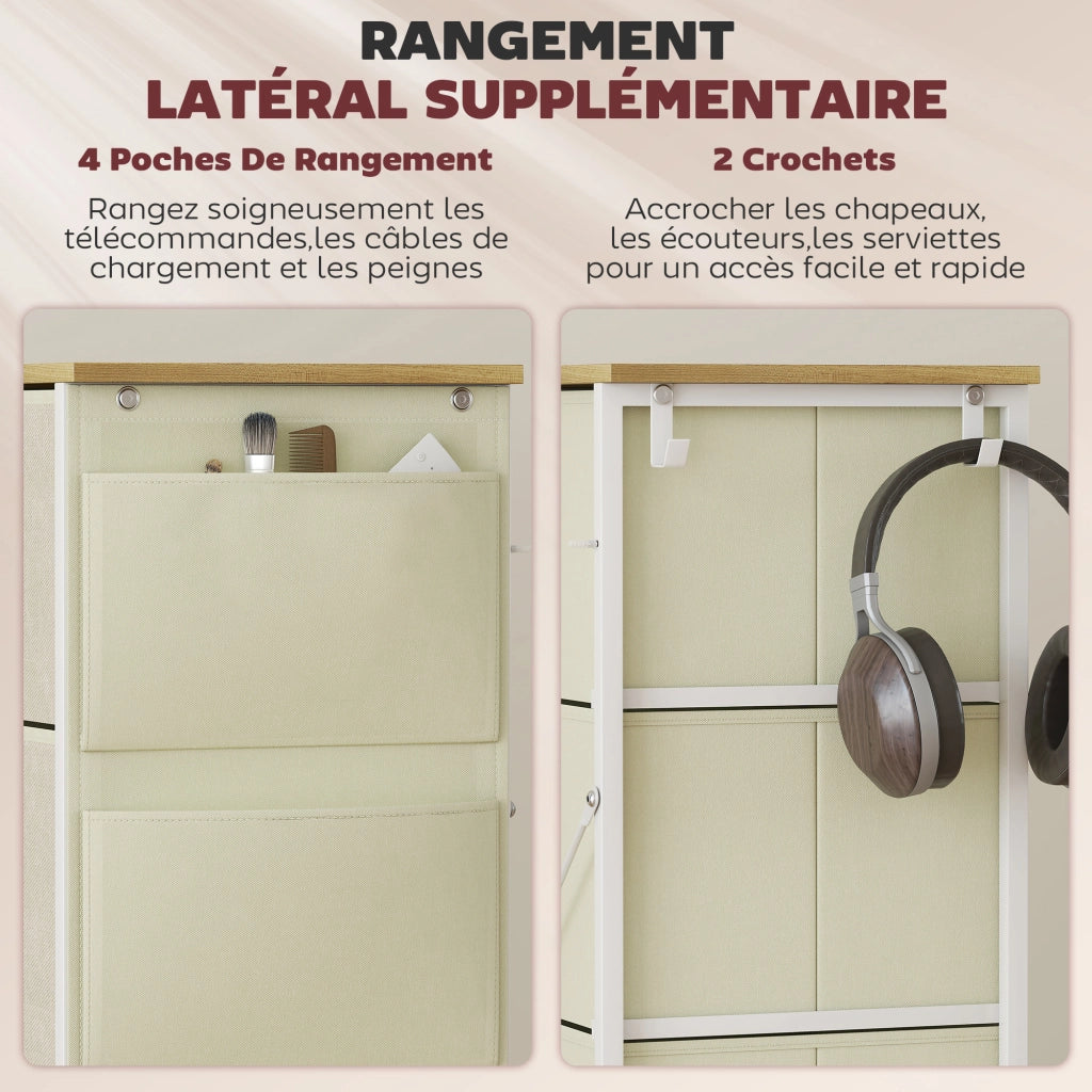Cassettiera 4 cassetti in tessuto ¨C zephmum ¨C 45x30x94.5 cm beige