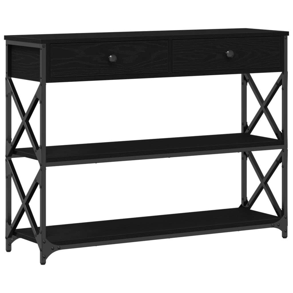 Tavolo Consolle con cassetto Rovere nero 100 x 28 x 75 cm 863529