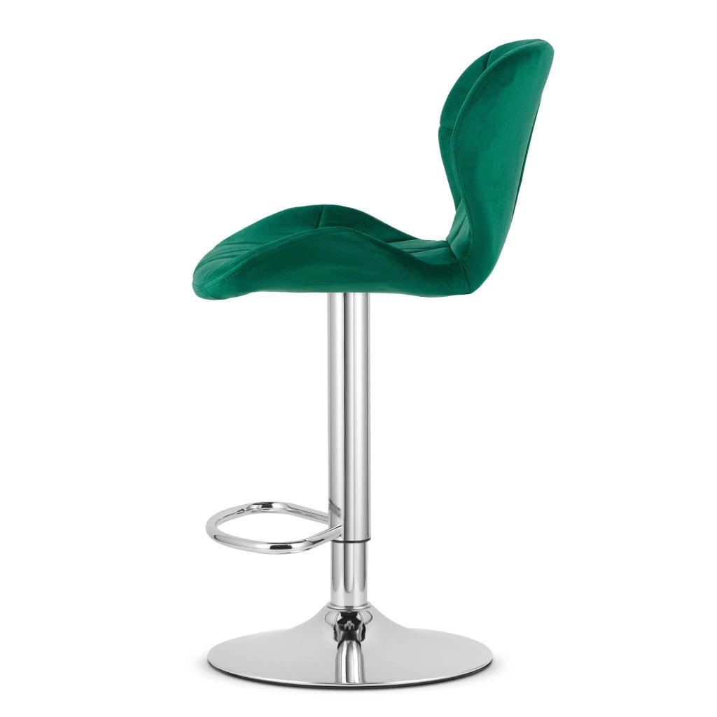 Sgabello VALORA WEST - velluto verde / cromo basel - Design girevole