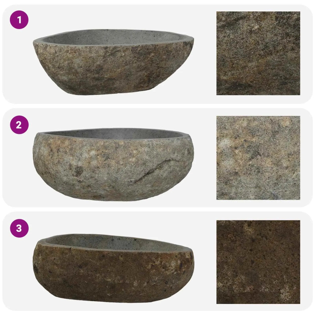 Basin in pietra fluviale Grigio chiaro 45 x 35 x 15 cm CFW3818963