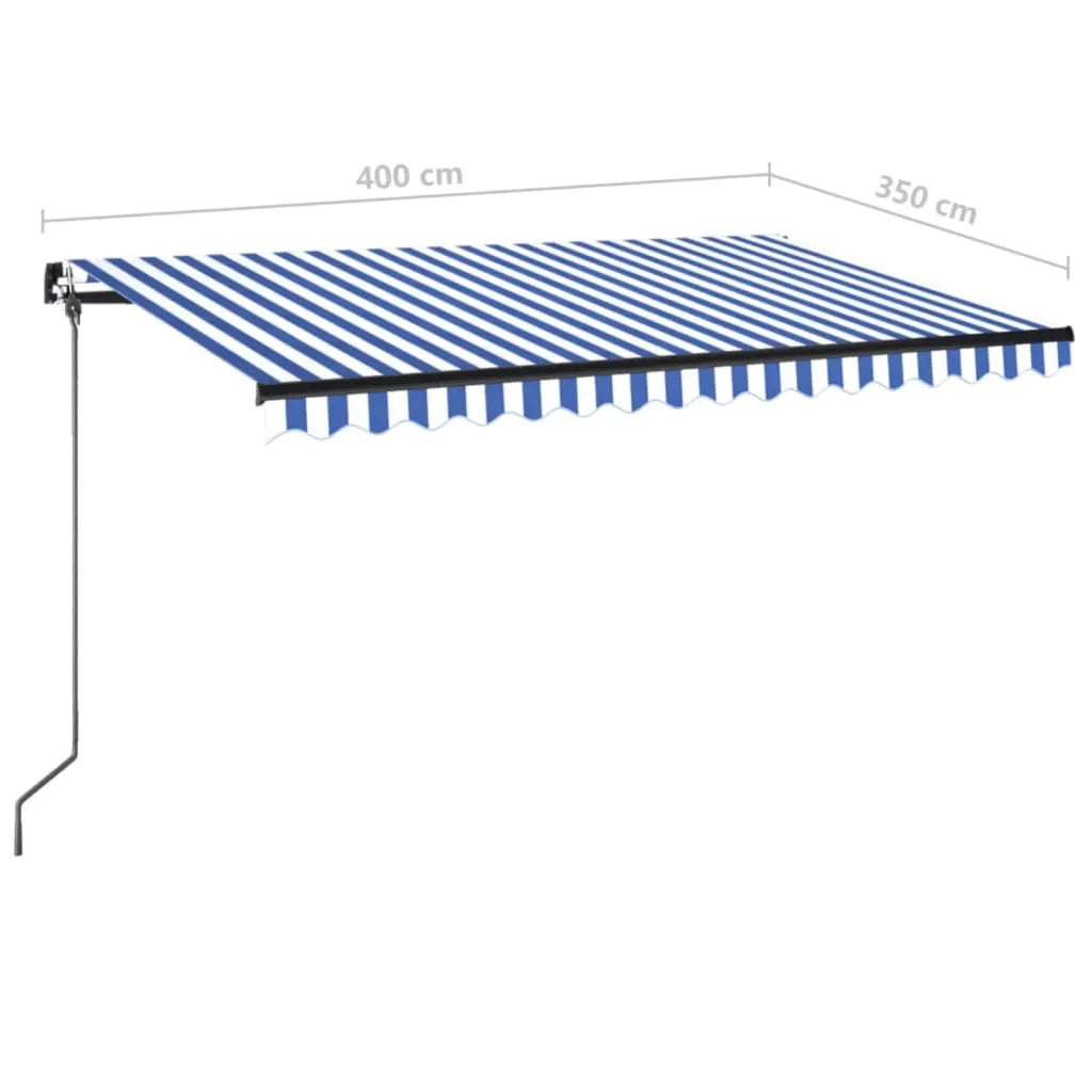 Tenda da Sole Retrattile Manuale 400x350 cm Blu e Bianca 3069176