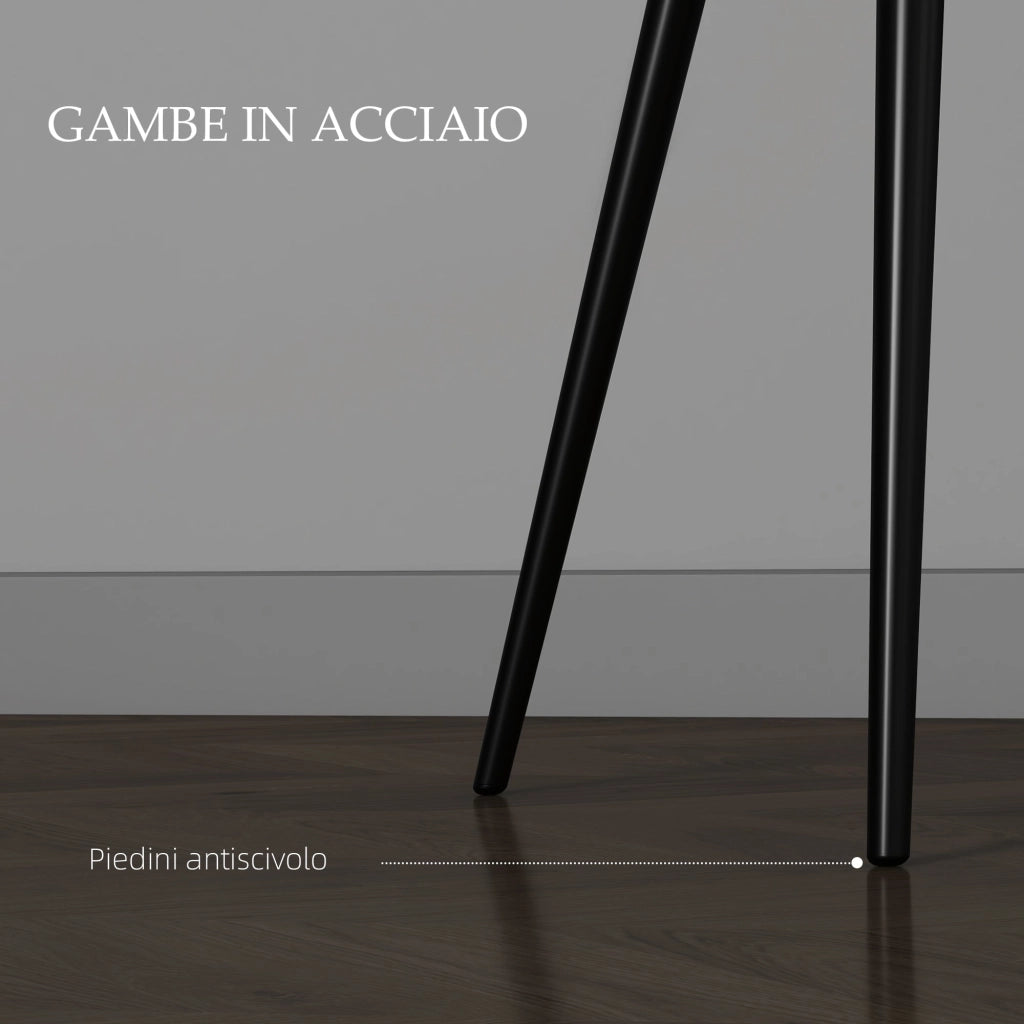 Set 2 Sedie Imbottite Stile Nordico 54x57x80 cm Tessuto Effetto Velluto Grigio Scuro