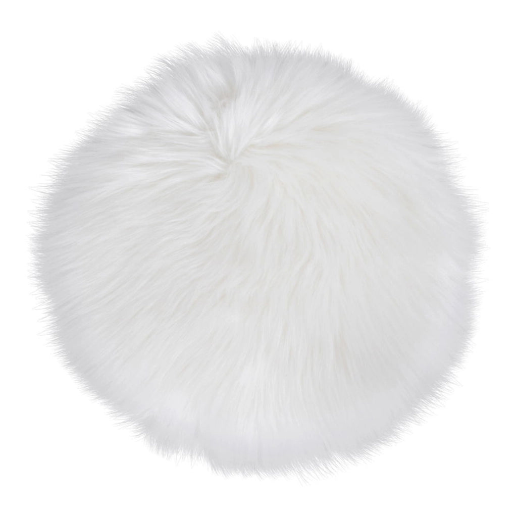 Pouf Lambskin, Bianco, Poliestere, 35x35x6,5 cm