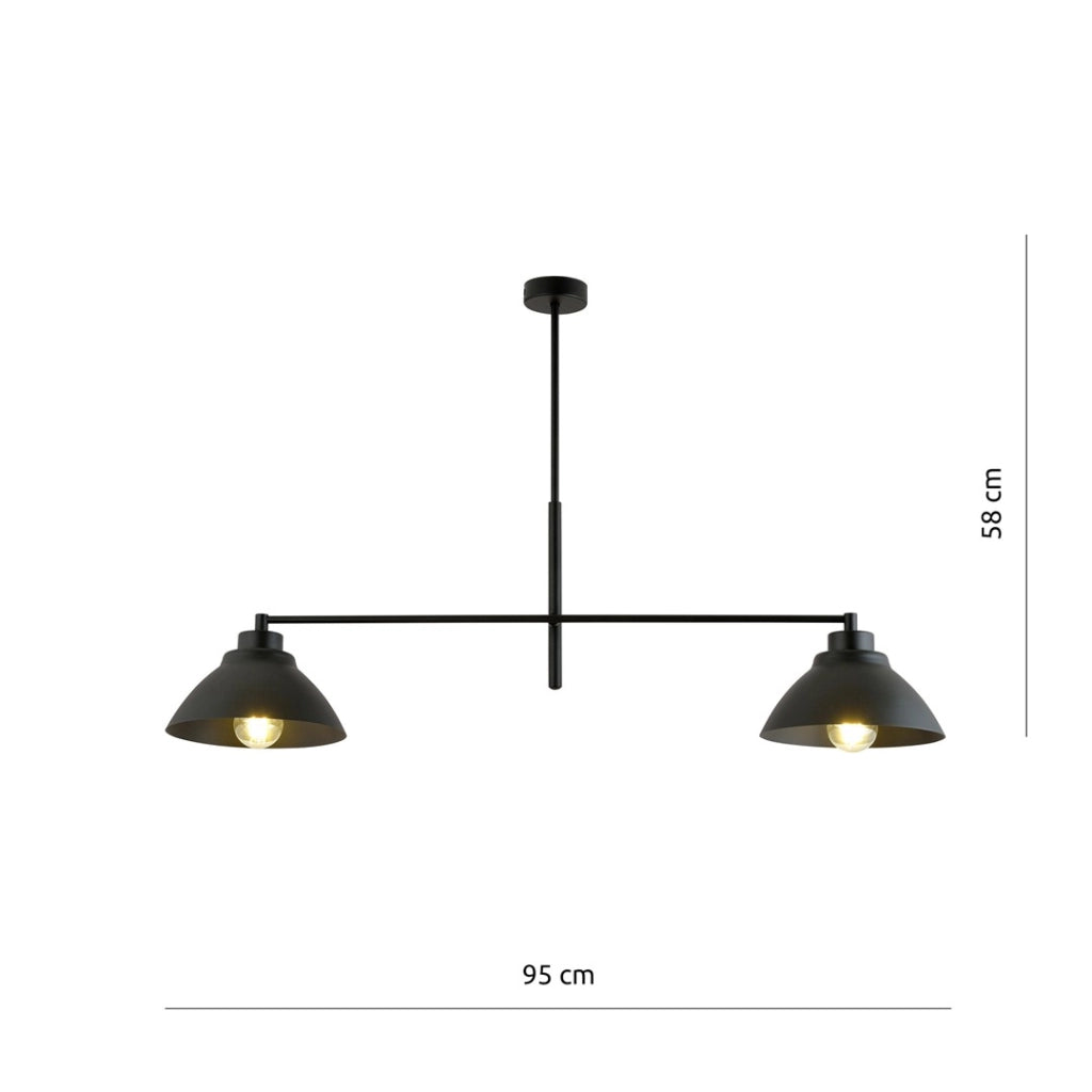 Plafoniera Emibig Maverick nera 2 luci E27 metallo