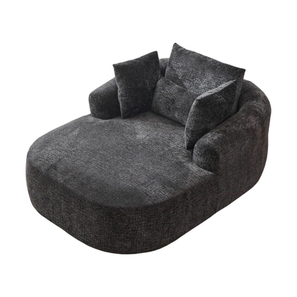 Chaise longue Divano letto con Cuscino per soggiorno moderno, in velluto a coste, Nero