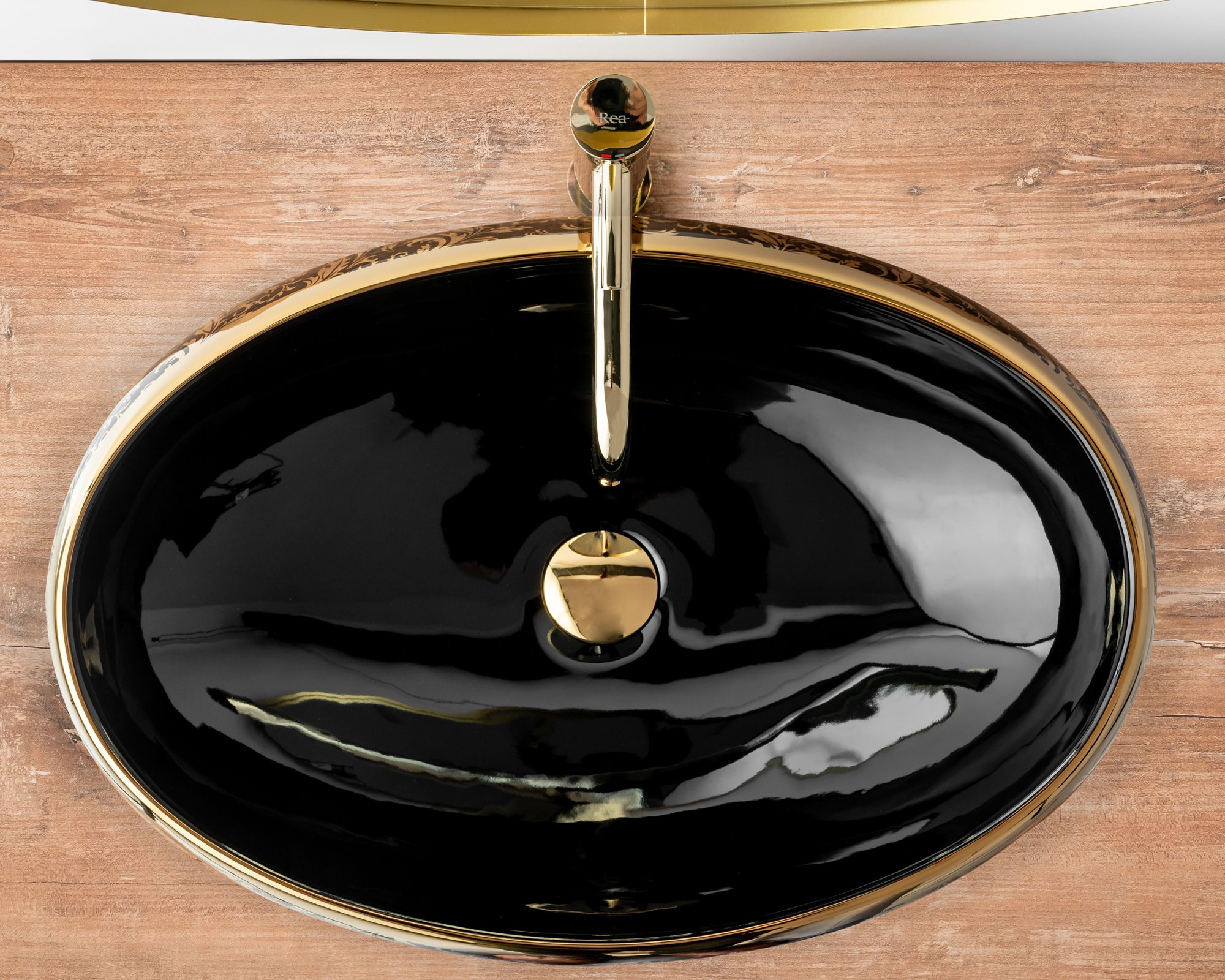 Lavabo Da Appoggio Rea Meryl Black / Gold