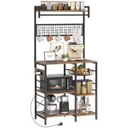 Mobile Cucina con Ripiani e Luci LED ¨C zephmum ¨C Marrone 80x42x162 cm