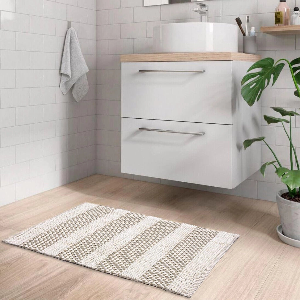 Tappeto Camera Scendiletto Bagno 50x80 Cm Cotone Intrecciato Morbido Assorbente Panna
