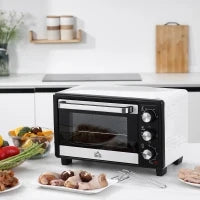 Fornetto Elettrico 16L Temperatura Regolabile e Timer, 3 Metodi di Cottura e Accessori, 1400W, Bianco