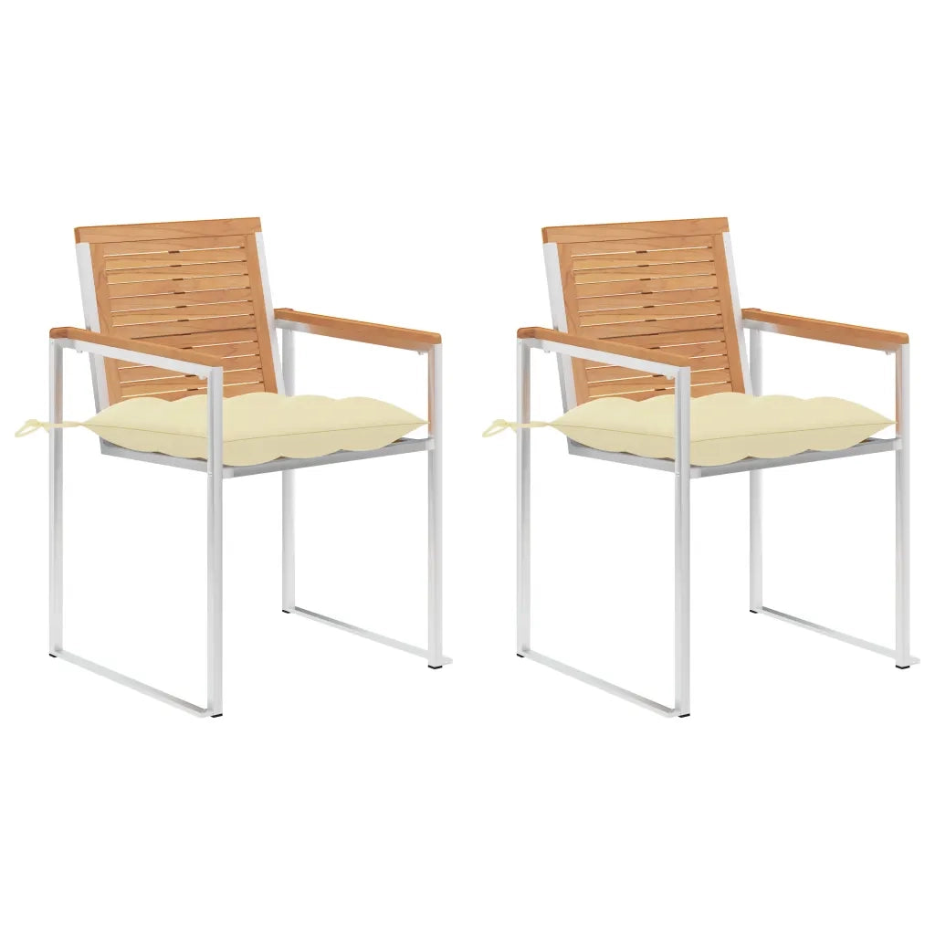 Sedie da Giardino 2 pz con Cuscini in Legno di Teak e Acciaio cod mxl 24291