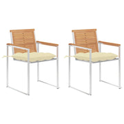 Sedie da Giardino 2 pz con Cuscini in Legno di Teak e Acciaio cod mxl 24291