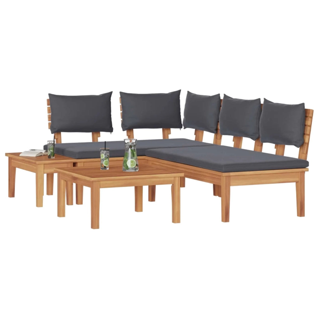 Set Divano da Giardino 4 pcs Marrone e Grigio