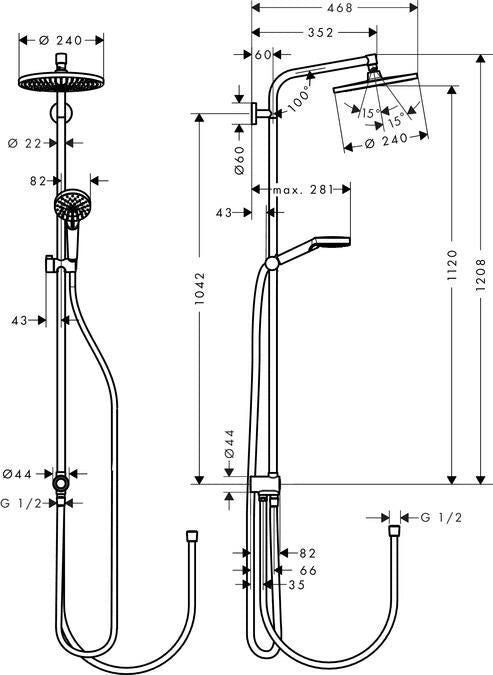 Hansgrohe Crometta S sistema di doccia Cromo
