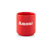 Bicchiere in Ceramica rossa con scritto "Amour"  Capacità 200 cc