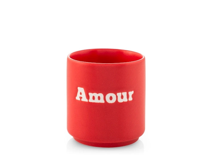 Bicchiere in Ceramica rossa con scritto "Amour"  Capacità 200 cc