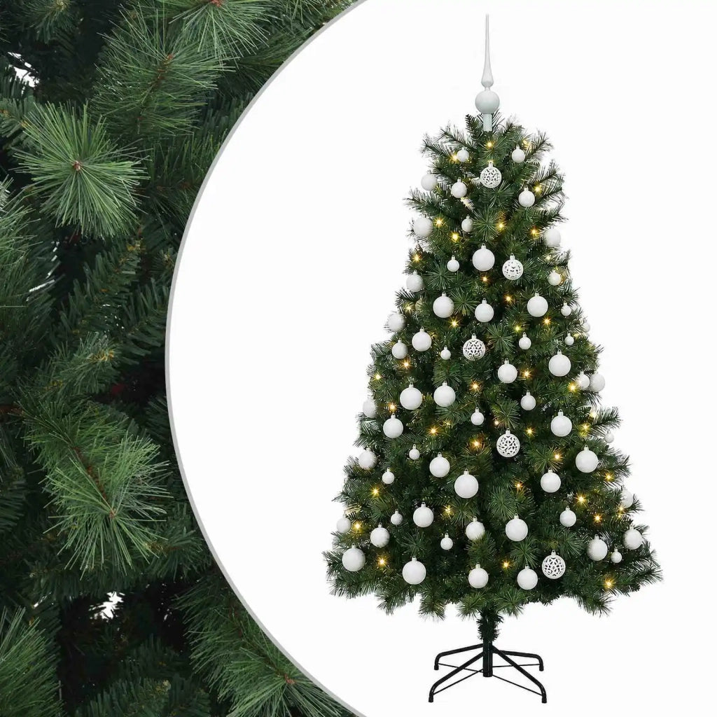 Albero di Natale artificiale con rami snodati e palline 150 cm 3466126