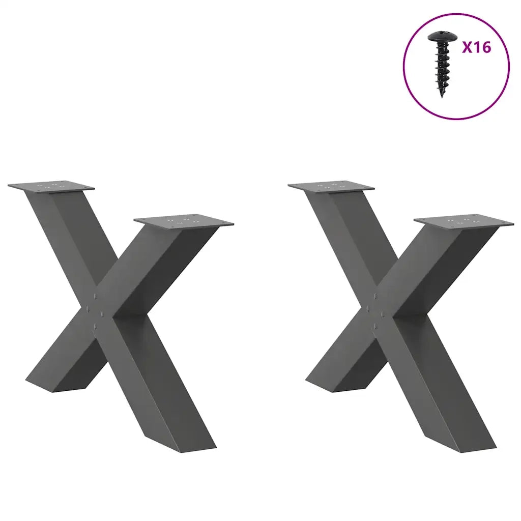 Gambe per Tavolino da Caffè a Forma di X 2 pz Antracite 70x(42-43) cm Acciaio 4012966