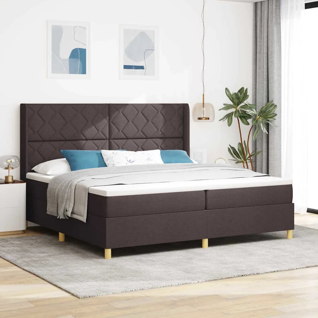Letto a molle con materasso Marrone 200 x 200 cm Tessuto