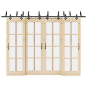 Kit di Binari per Porte Scorrevoli 305 cm Acciaio Nero