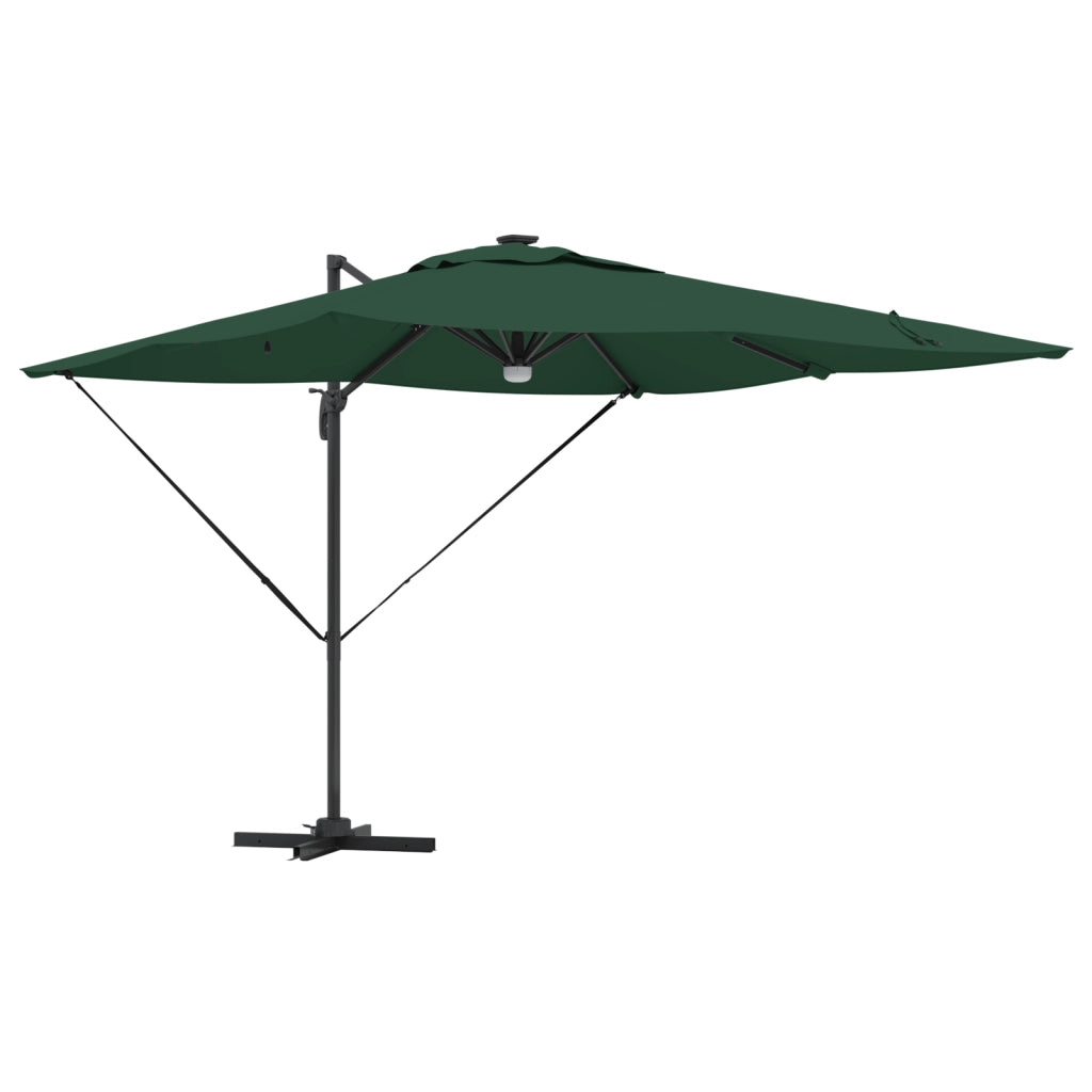 Ombrellone a Sbalzo Roma con LED Verde 286x285x270 cm Alluminio
