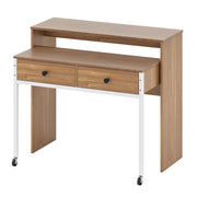 Scrivania multifunzionale a scomparsa 100 x 63 x 88 cm salvaspazio 2 cassetti design contemporaneo in legno naturale lavorato 20_0010879