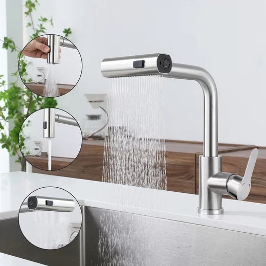 ZMH Miscelatore da Cucina Estraibile con Lancia Girevole 360° in Acciaio Inossidabile