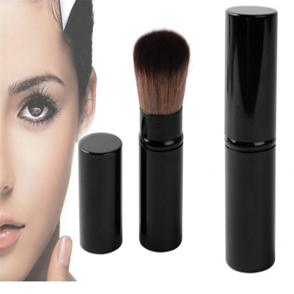 Trade Shop - Pennello Fard Acciaio Richiudibile Retraibile Morbido Trucco Makeup Cipria Blush -