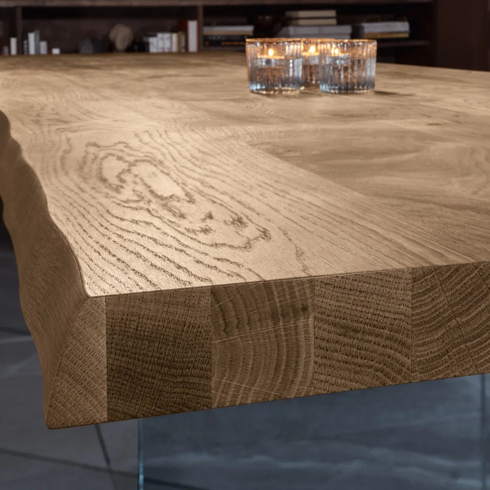 Tavolo da pranzo allungabile in legno impiallacciato rovere naturale Forest 160-240x90 cm fino a 10 posti Made in Italy | Duzzle