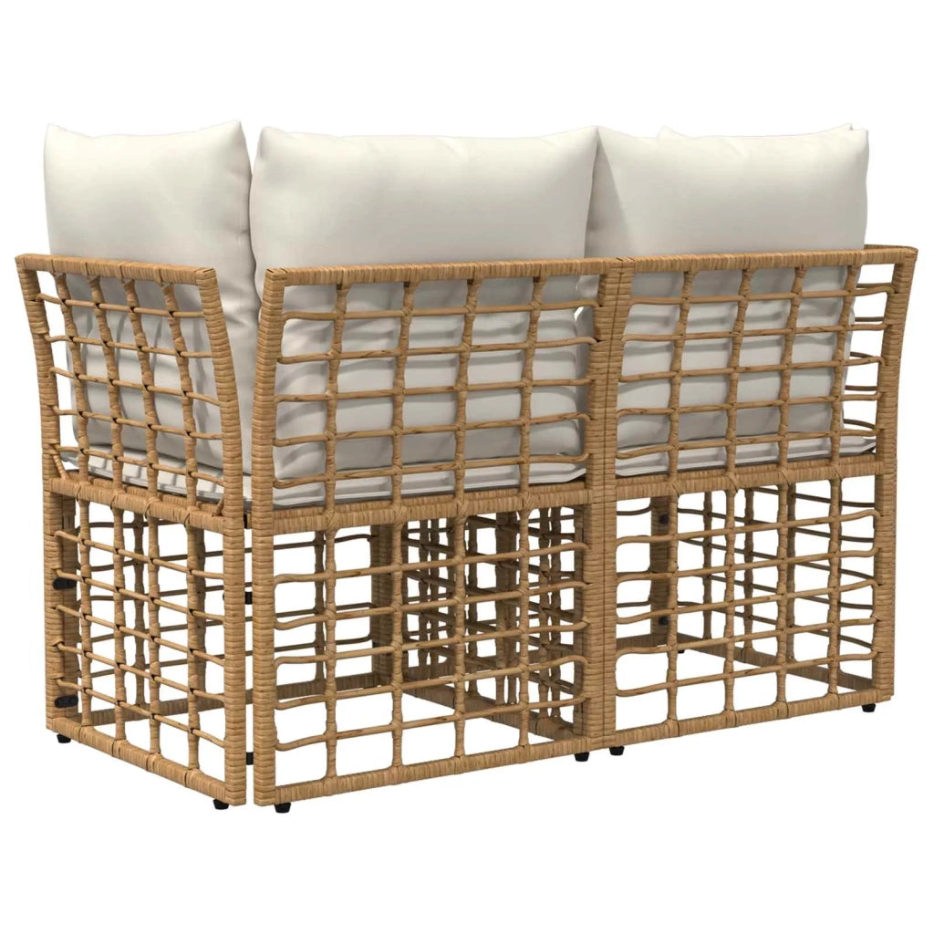 Loveseat da esterno 2 pcs Naturale e Bianco Crema polyrattan