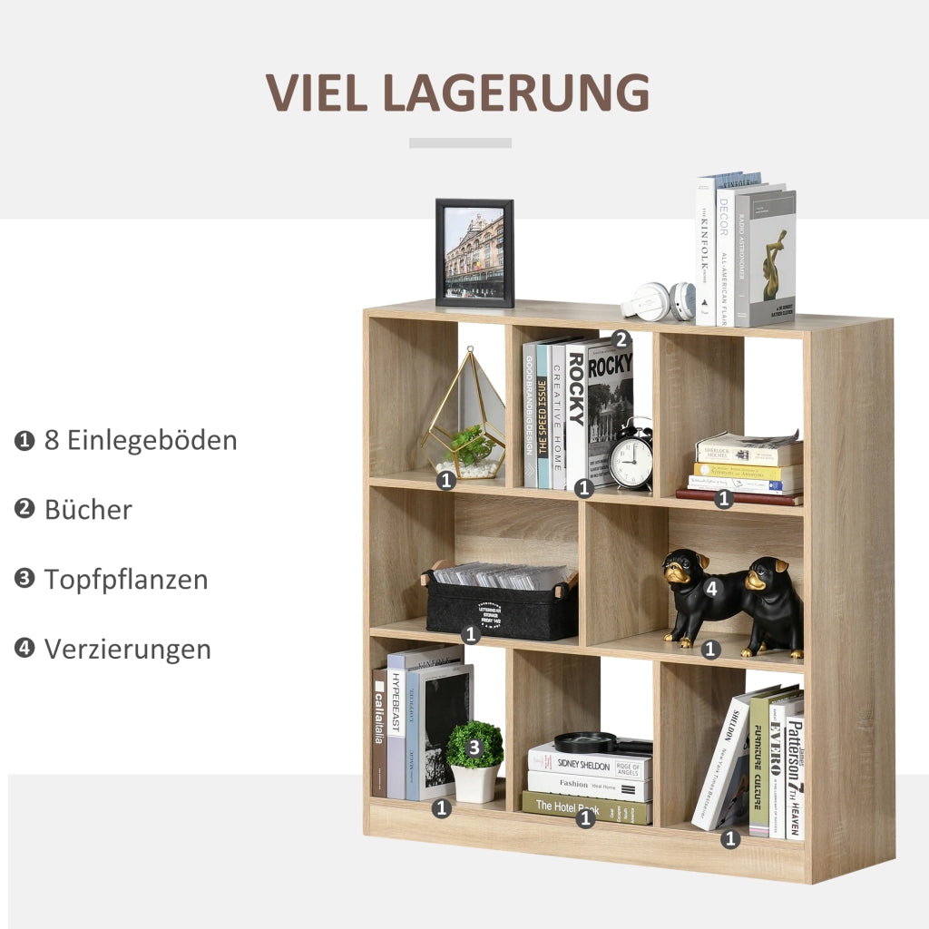 Libreria Scaffale 8 Ripiani ¨C zephmum ¨C Quercia 97.5x30x100 cm
