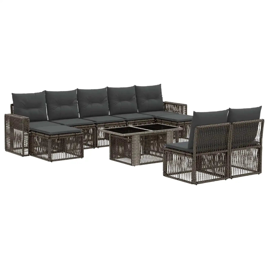 Set Divano da Giardino 10 pz Grigio e Grigio Scuro polyrattan 3436844