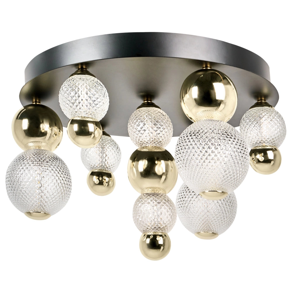 Lampada da parete a LED con paralume in vetro dorato e base in metallo, stile glamour, luce d'atmosfera, soggiorno, camera da letto