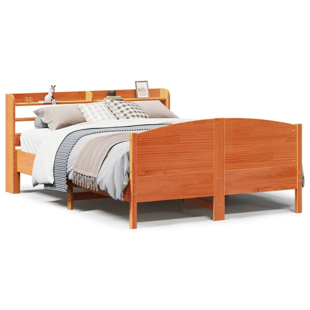 vidaXL Giroletto senza Materasso Marrone Cera 140x200cm Massello Pino