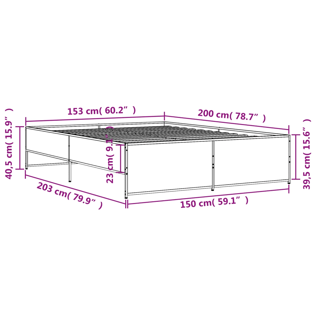 Giroletto Nero 150x200 cm in Legno Multistrato e Metallo