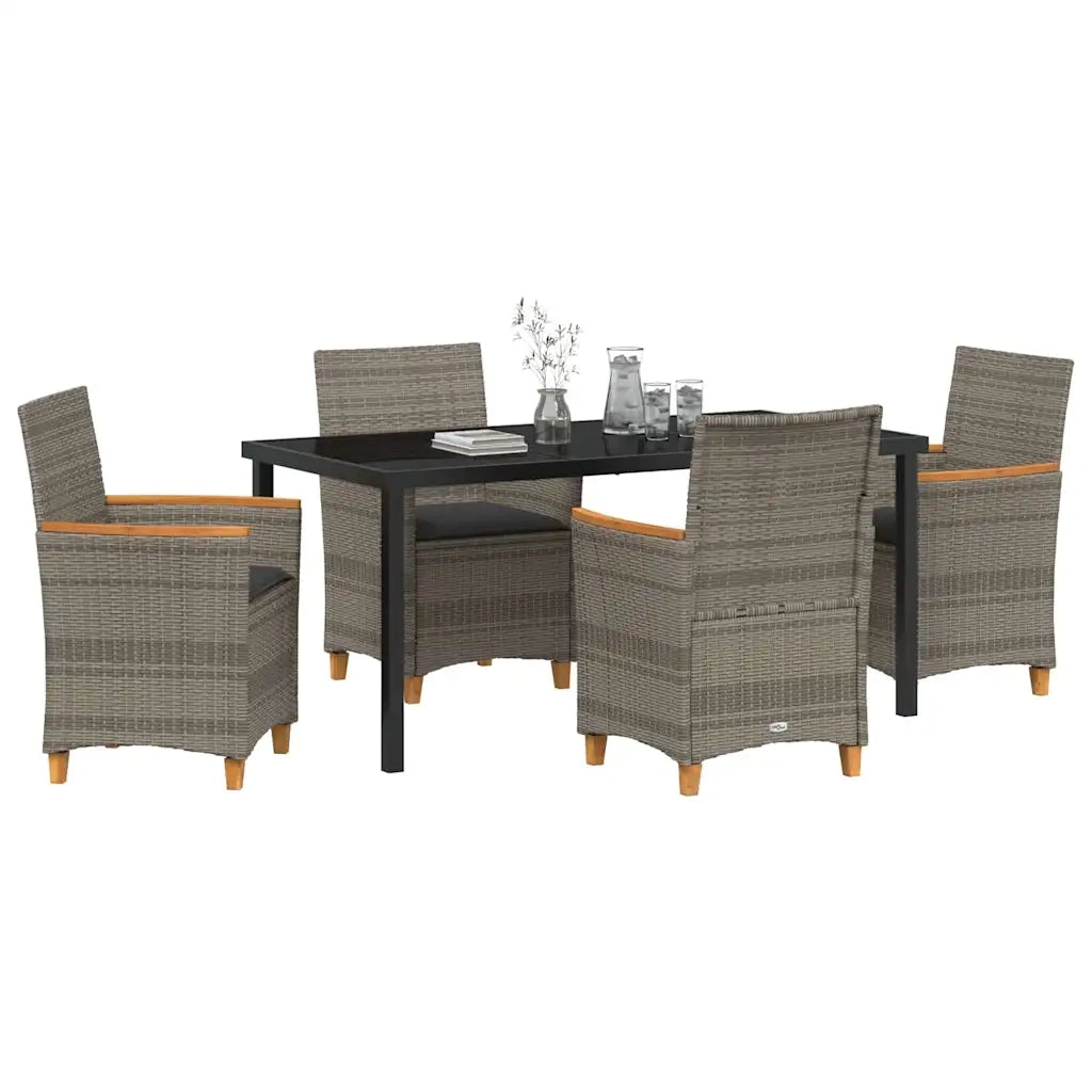 Set da Pranzo per Giardino 5 pcs Grigio polyrattan 3381096