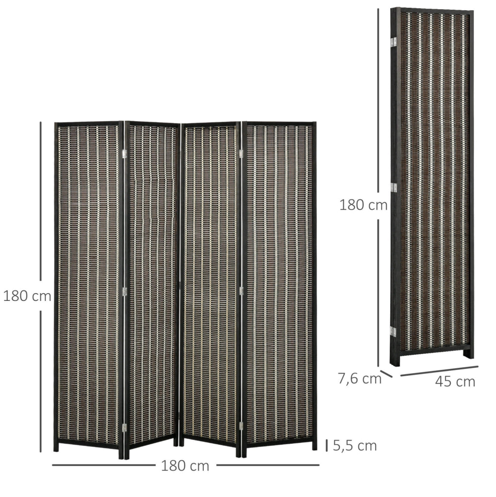 Paravento pieghevole a 4 pannelli in bambù marrone 180 x 180 cm