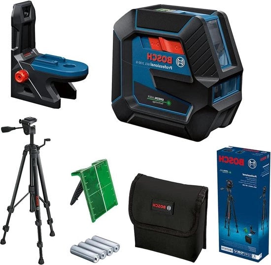 Laser GCL 2-50 G - Laser verde - per interni - supporto RM 10 - treppiede BT 150 - portata visiva fino a 15 m - alimentazione 4 x batterie AA - confezione a cartone