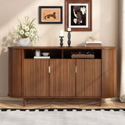 Credenza, mobile da ingresso, armadio a 3 ante, effetto legno, MDF, gambe in legno, colore noce